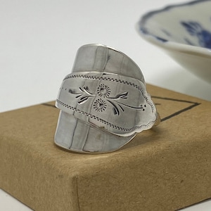 Solid Silver Spoon Ring, Dutch, Holland, Netherlands, 835 silver, recycled, upcycled, silverware, flatware