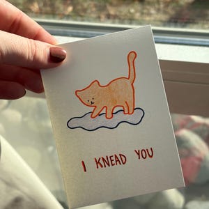 Carte de Saint Valentin chat faite main - Saint Valentin - carte de vœux vierge - carte de voeux faite main - carte chat