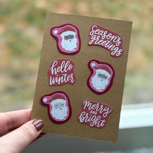 Cartão de Natal feito à mão - Cartão de Papai Noel - Cartão de Natal - Cartão de Natal em branco feito à mão