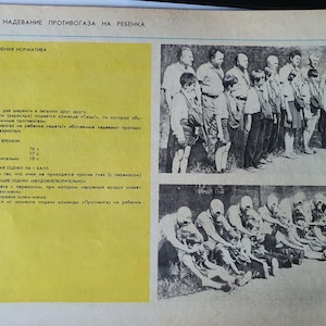 Pósteres del Manual de Defensa Civil Soviético – Impresión vintage de 1986 – Repercusión bélica, sátira de la Tercera Guerra Mundial, decoración apocalíptica, guerra nuclear, máscaras de gas, refugios antiaéreos