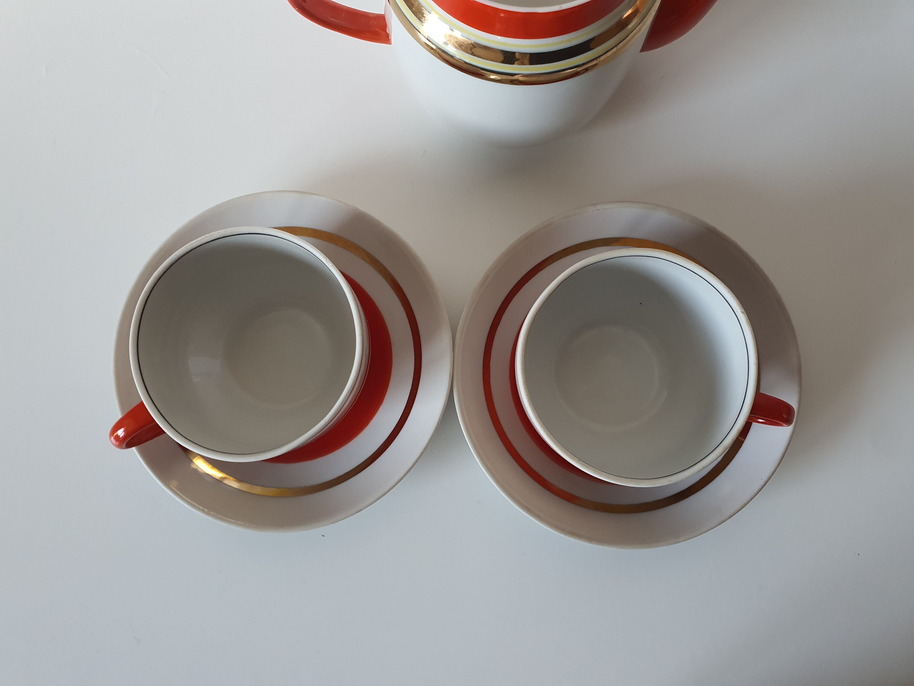 Service à Thé Baranovka (Baranivka) URSS 1950 – 12 Pièces Porcelaine Verte – Vintage