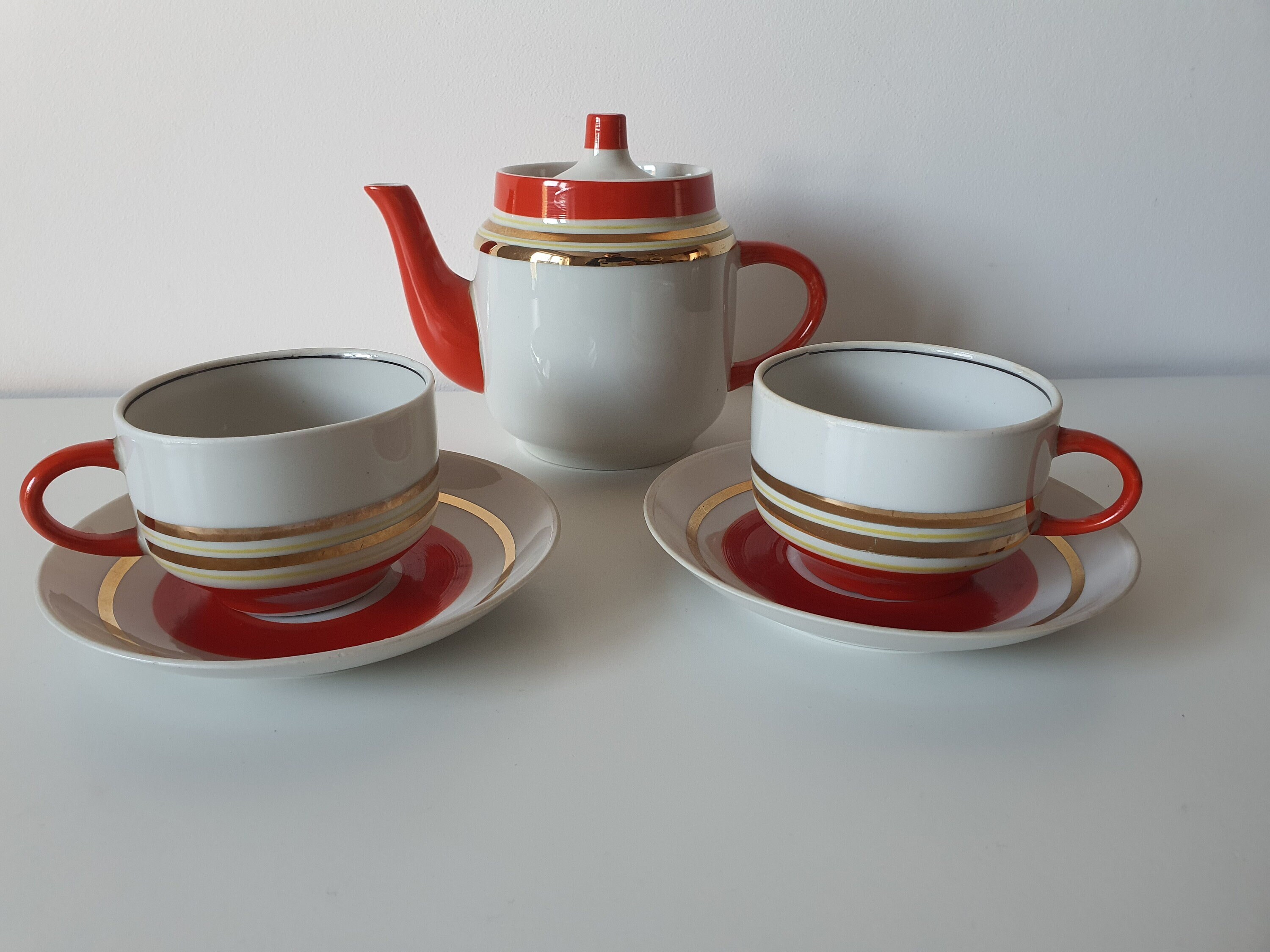 Service à Thé Baranovka Ukraine 1950 – 12 Pièces – Vintage