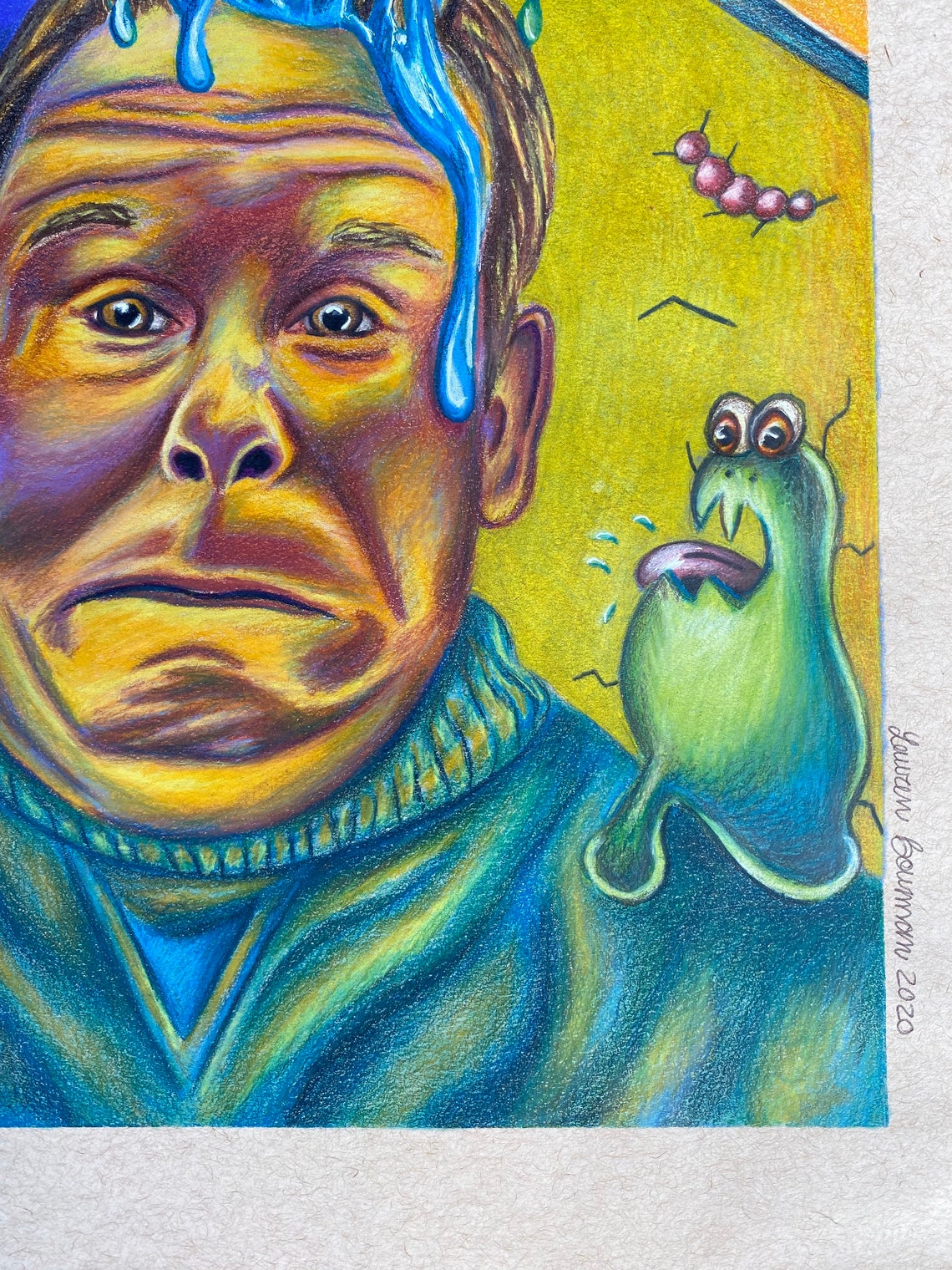 Original Colored Pencil Fear Drawing on Tan Toned Paper Fear Etsy