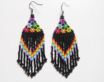 Boucles d'oreilles à franges style LGBT