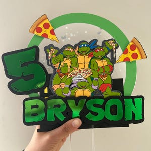 Taarttopper - Ninja turtle - Verjaardag - Cake - Versiering - Caketopper - Cadeau - Pizza