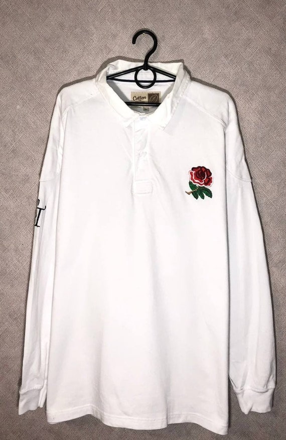 Red Rose White Long Sleeve Polo Shirt 