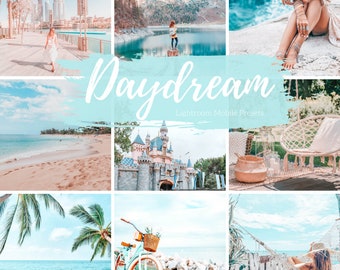 5 Mobile Lightroom Presets, Airy Bright Blues Daydream Lightroom Mobile Instagram Presets  Lifestyle presets Travel Photography Presets