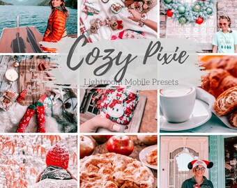 4 Mobile Lightroom Presets, Winter Warm Holiday Cozy Lightroom Mobile Instagram Presets  Lifestyle presets Travel Photography Presets