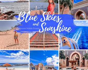 5 Mobile Lightroom Presets, Blue Skies and Sunshine Lightroom Mobile Instagram Presets  Lifestyle presets Travel Photography Presets