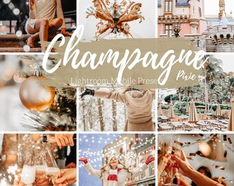 5 Mobile Lightroom Presets, Champagne Light Gold New Years Lightroom Mobile Instagram Presets  Lifestyle presets Travel Photography Presets