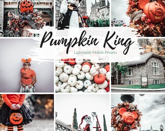 5 Mobile Lightroom Presets, Pumpkin King Fall Halloween Lightroom Mobile Instagram Presets  Lifestyle presets Travel Photography Presets