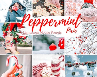 3 Mobile Lightroom Presets, Peppermint Winter Christmas Lightroom Mobile Instagram Presets  Lifestyle presets Travel Photography Presets