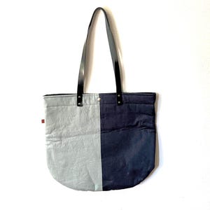 Beuteltasche "Blue Horizon" | Leinentasche | große Schultertasche | Markttasche | Tasche für jeden Tag | Colourblocking | Geschenkidee