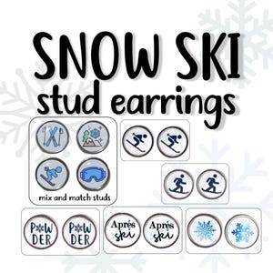 Snow Ski Stud Earrings: Downhill, Powder, Après Ski