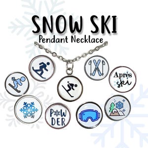 Snow Ski Pendant Necklace: Stainless Steel Winter Sports Jewelry