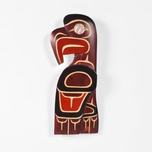 First Nations Cedar Wall Plaque Eagle Design with Abalone