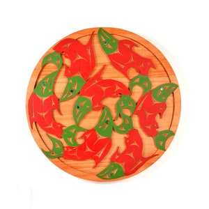 First Nations School of Salmon Three Foot Round Wall Panel