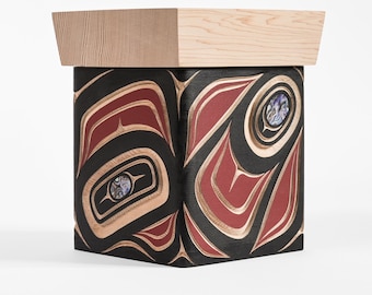 First Nations Native Genuine Bentwood Box Carved Modern Design