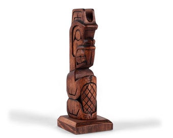 Vintage Boma Small Black Resin Totem Pole Statue - Made in