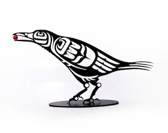 First Nations Native Steel Cut Raven with Berry