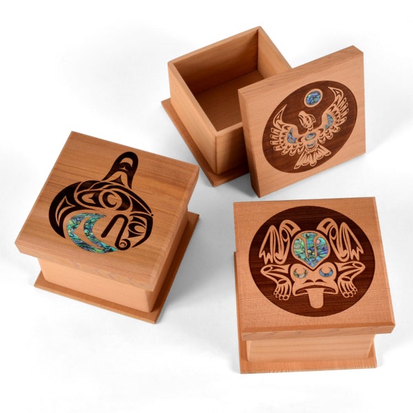 First Nations Large Cedar Gift Box with Abalone Inlay