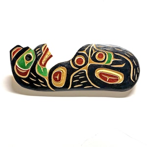 First Nations Knife-Textured Yellow Cedar Wall Carving