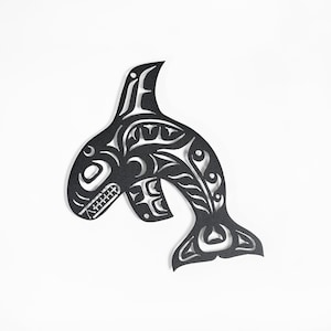First Nations Native Steel Orca Whale Wall Panel Two Sizes