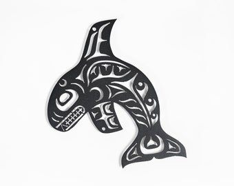 First Nations Native Steel Orca Whale Wall Panel Two Sizes