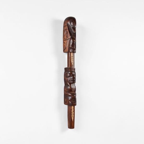 First Nations Two Figure Talking Stick Speaker Staff