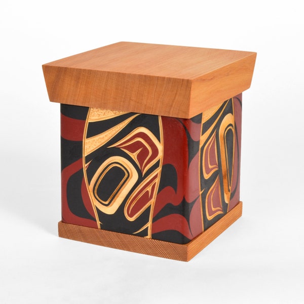 First Nations Native Genuine Bentwood Box Carved Eagle Design