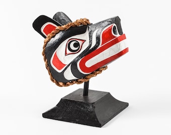 First Nations Native Wolf Red Cedar Maskette