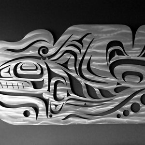 First Nations Native Steel Cut Swimming Orca Wall Panel