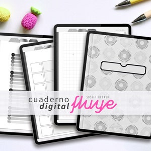 Digital Notebook Fluye Neutral | 20 Subjects, 30 Templates, 8 Covers, 1200+ Stickers PNG (PDF)