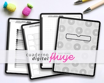 Black and white digital notebook | 20 subjects, 30 templates, 21 covers,  1200+ stickers | Goodnotes notebook | Lag-free | ipad notebook