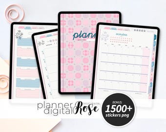Digital Planner in Spanish: Rose | Undated, Monthly, Weekly & Daily Planner, Sun-Mon Start | +Stickers (PDF)
