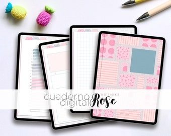 Rose digital notebook | 20 subjects, 30 templates, 8 covers, 200+ stickers | Goodnotes notebook | Lag-free | ipad notebook + stickers