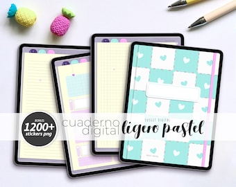 Pastel digital notebook | 20 subjects, 30 templates, 15 covers, 1200+ stickers | Goodnotes notebook | Lag-free | + stickers