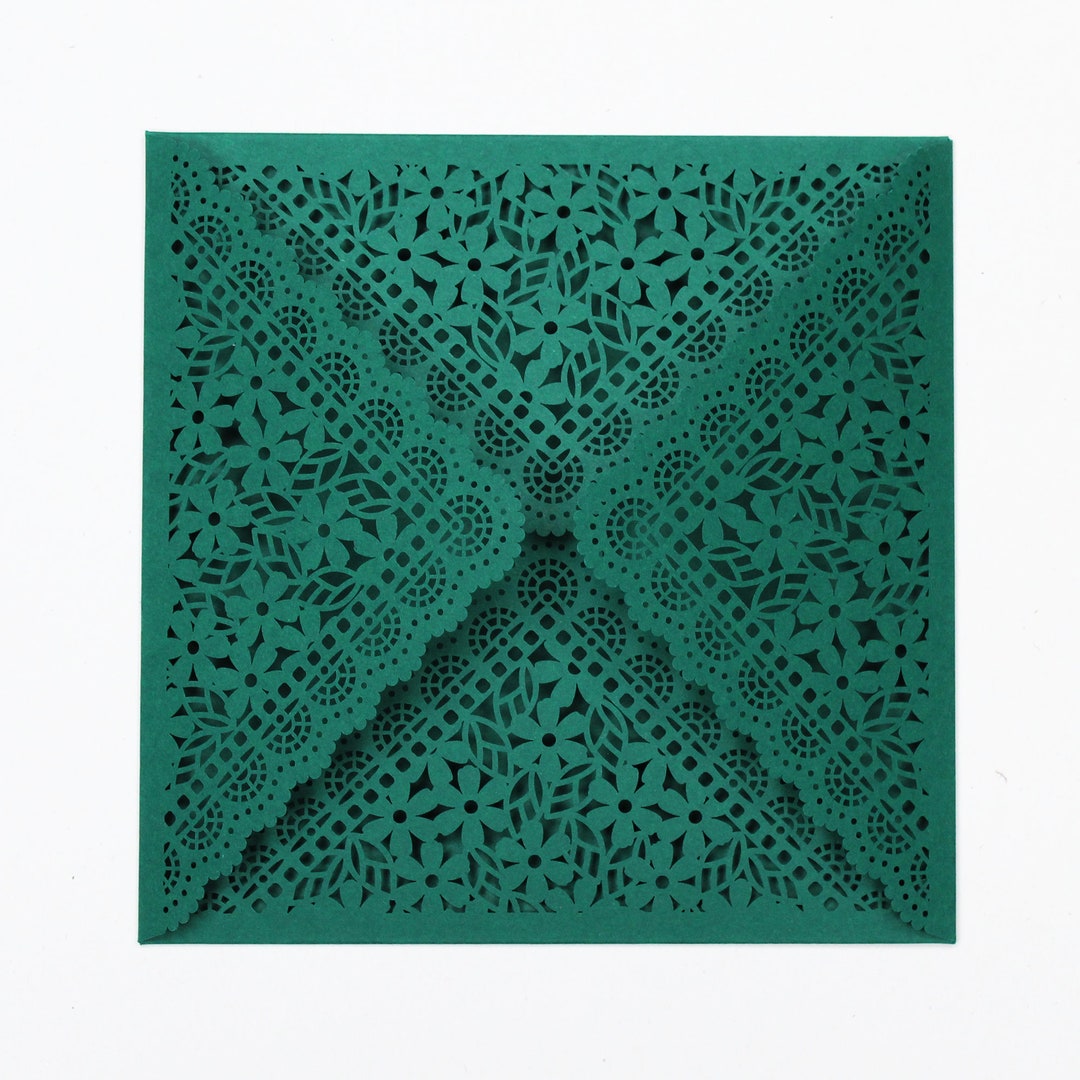 Green Laser Cut Invitation Covers DIY Invitations Laser Cut Envelopes