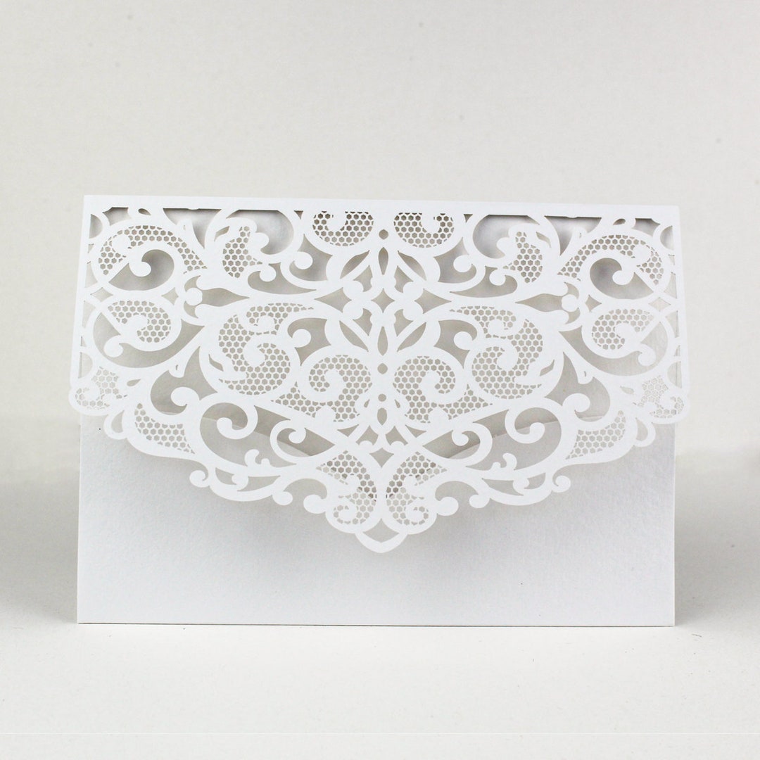 White Laser Cut Invitation Covers DIY Invitations Laser Cut Envelopes