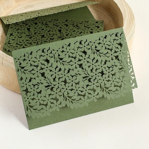 Invitación de boda Cubierta de sobre verde oliva - Sobre floral, bolsillo, para invitaciones de boda y ocasiones especiales - bolsillo