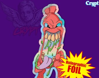 The Real Ghostbusters Meanie Wienie Ghost Holographic Vinyl Sticker
