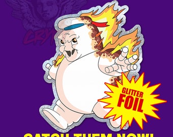 Ghostbusters Afterlife Burning Mini-Puft Sparkle Vinyl Sticker