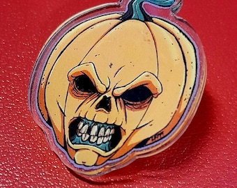 Pumpkin Head The Real Ghostbusters Samhain Acrylic Pin.
