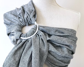 Dusk Ring Sling | Baby Carrier | Newborn | Baby | Toddler | Infant Wrap | Adjustable | Linen Baby Gift | Babywearing | Vegan | Dark Grey