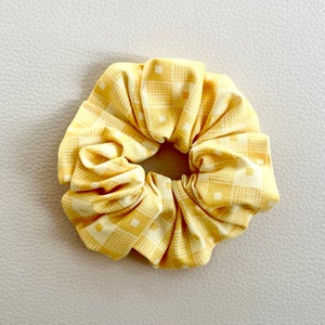 Daffodil Scrunchie | Yellow Hair Accessory | Hair Tie | Upcycled | Vegan | Checks | Gingham | Colorful Colourful | Bright Scrunchies | Sunny