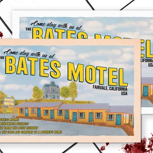 Bates Motel Postcard - Hitchcock movie PSYCHO film poster postcards Halloween 2018 decor party favors poster bookmark personalized gift