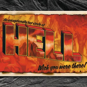 Wish You Were There : Hell Postkarte - Lustiges Gag Geschenk wish you were here Parodie weißer Elefant Weihnachtsidee für Freund oder Feind