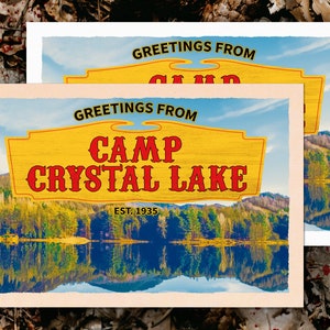 Camp Crystal Lake Postcard - FRIDAY THE 13TH Jason Voorhees collectible horror movie lover unique gift idea bookmark art print