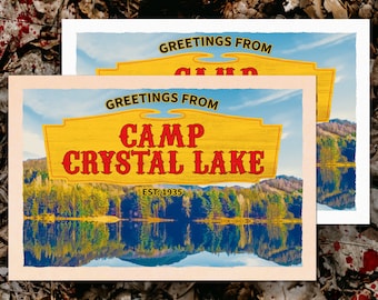 Carte postale Camp Crystal Lake - VENDREDI 13 Jason Voorhees, amateur de films d&#39;horreur à collectionner, idée cadeau unique signet impression d&#39;art