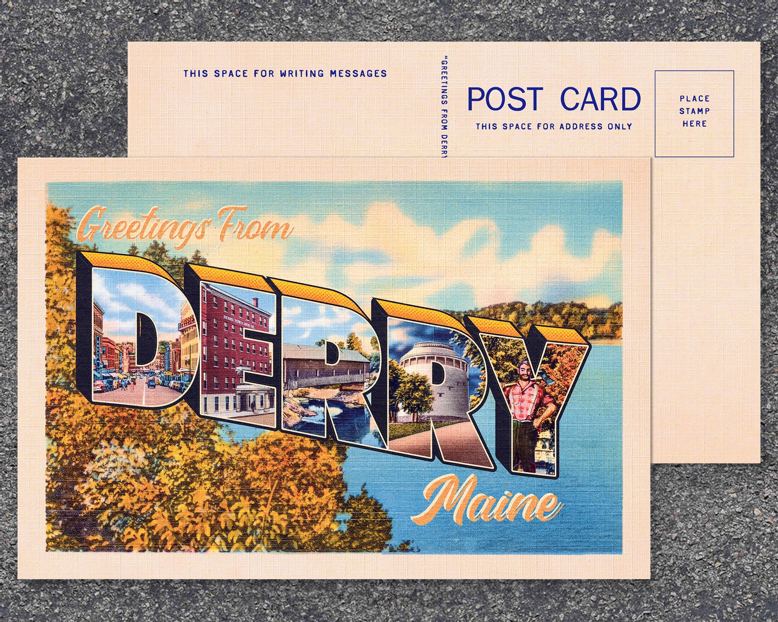 Derry Maine Postcard Stephen King IT Collectible Book Lover Unique Gift Idea Bookmark Art Print